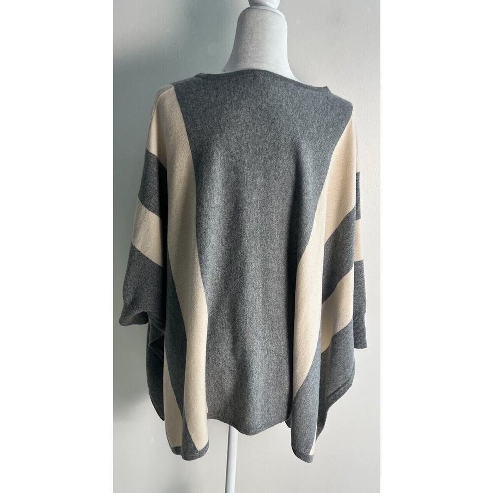 Autumn Cashmere Womens Kimono Sleeve Grey & Pink Striped Clasp Neck Sz S Poncho - Picture 5 of 10
